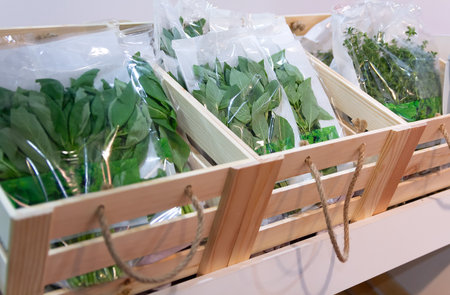 Plants packed on the store sheet. Food