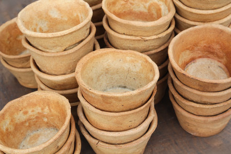 Bread plates for Bogratz. Hungarian national dish close-up. Foodの写真素材