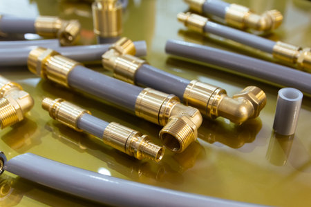 Water pipes and fittings consultant PEX-AL-PEX in the showroom, Industryの写真素材