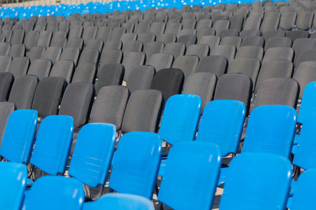 Rows of empty chairs in the conference room close-up