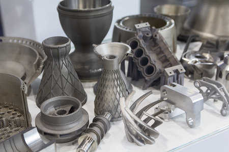 Samples produced by printing a 3D printer from a metal powder. Progressive additive 3d printing technologyの写真素材