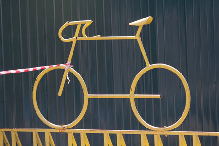 Bicycle parking sign close-up.の写真素材