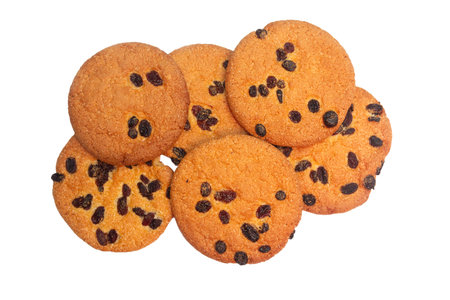 Delicious oatmeal cookies isolated on a white background. Foodの写真素材