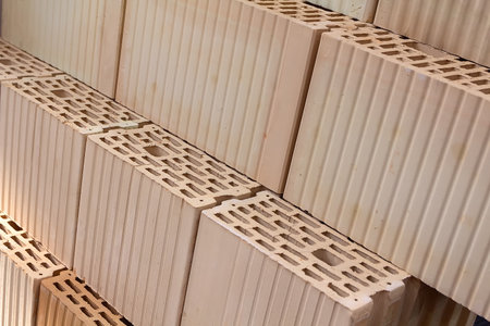 Red bricks in the hardware store.