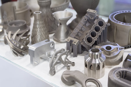 Samples produced by printing a 3D printer from a metal powder. Progressive additive 3d printing...