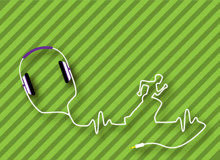 headphones and the circuit of the pulse and the runner  のイラスト素材