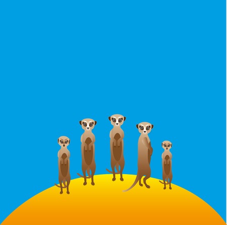 Vector pack of meerkats in the meadowのイラスト素材