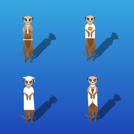 Vector meerkat with shadow on a blank backgroundのイラスト素材