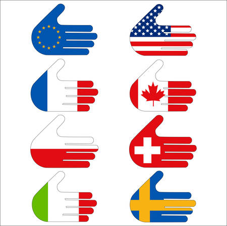 National flag in the shape of an open hand on a blank backgroundのイラスト素材