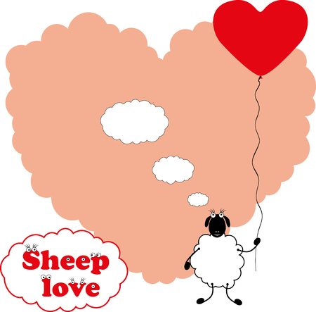 Vector drawing sheeps love on blank background.のイラスト素材
