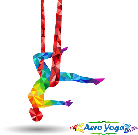 Aerial Yoga. Anti-gravity Yoga. Aero Yoga. Image of trianglesのイラスト素材