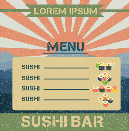 Sushi menu in Flat Design. Vector Illustrationのイラスト素材