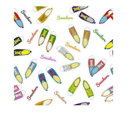 Freehand drawing pattern of shoes on a white background. Vector illustration.のイラスト素材