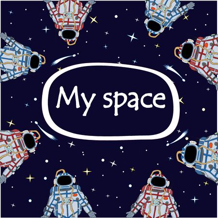 Vector drawing of a astronaut in space. Vector drawingのイラスト素材