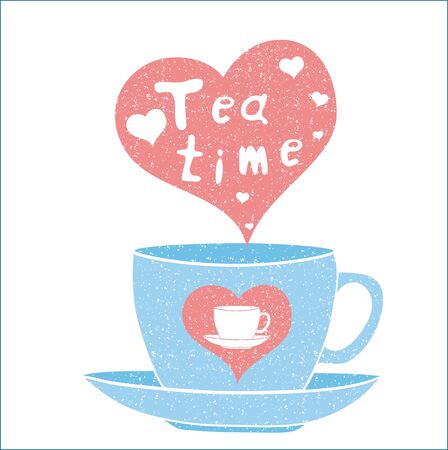 Tea time card. Vector illustration. Tea time party invitation.のイラスト素材