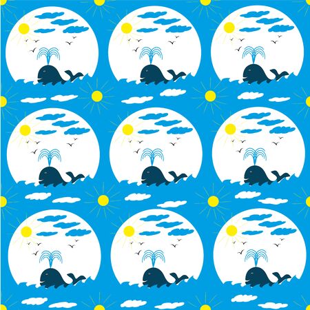 Color pattern whale in the ocean. Vector Illustrationのイラスト素材