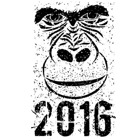 gorilla vintage illustration, engraved retro style, hand drawn, sketchのイラスト素材