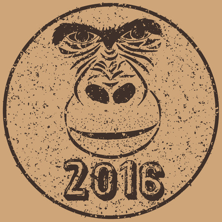 gorilla vintage illustration, engraved retro style, hand drawn, sketchのイラスト素材