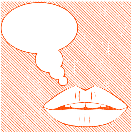 Female lips with space for text. Vector illustration. Old style.のイラスト素材