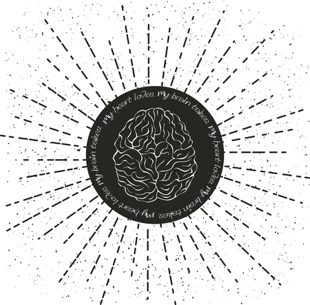 Brain lettering. Hand drawn typography poster. Vector isolated typography design element.のイラスト素材