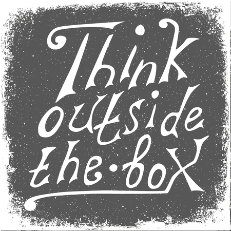 Think outside the box -design element. Handdrawn lettering. Vector art.のイラスト素材