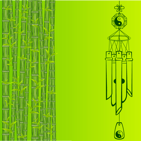 Wind Chimes. Silhouette of a wind chimes. Design elementのイラスト素材