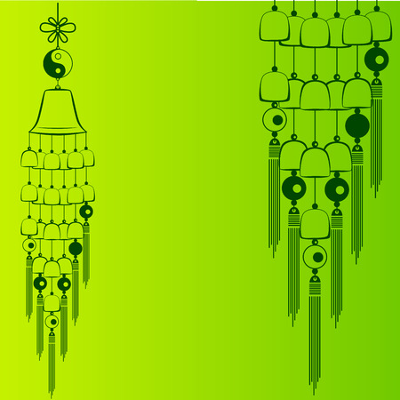 Wind Chimes. Silhouette of a wind chimes. Design elementのイラスト素材
