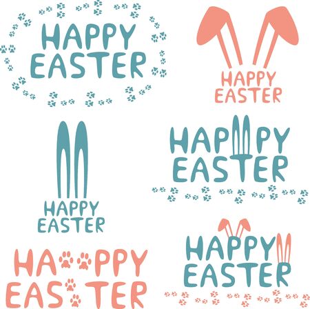 Happy easter design elements. Set of easter decorative elements.のイラスト素材