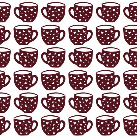 Cups seamless pattern. Seamless pattern with colorful cupsのイラスト素材