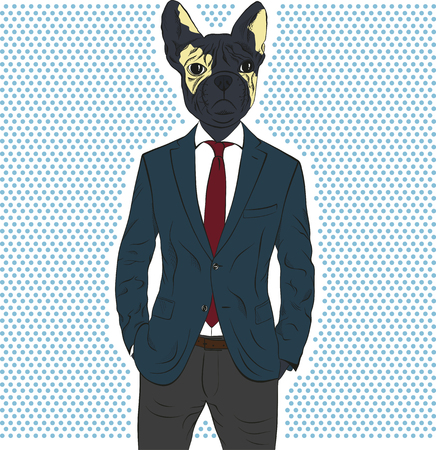 Hand drawn portrait of french bulldog. Vector Illustrationのイラスト素材