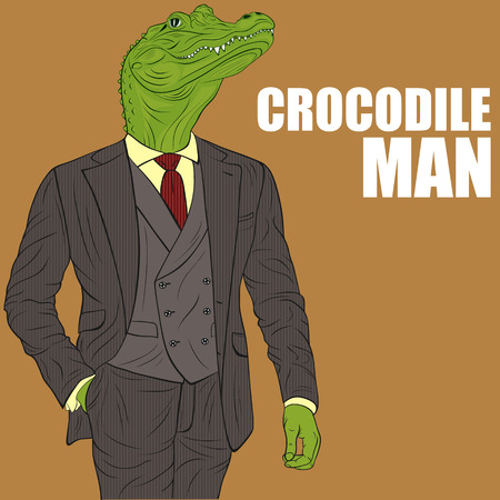 Praying crocodile. Funny vector illustration. Cartoon character crocodileのイラスト素材