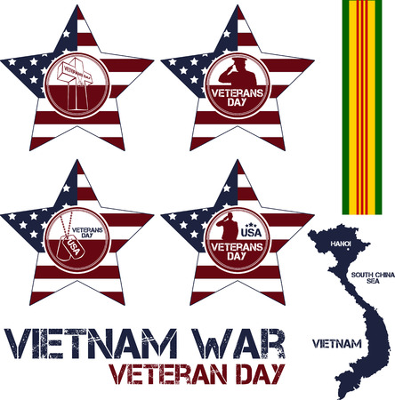 Vietnam war. Remembrance day. Vector illustration Patriotic stampsのイラスト素材