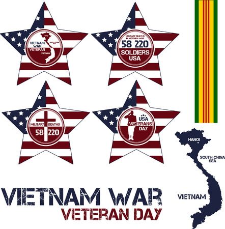 Vietnam war. Remembrance day. Vector illustration Patriotic stampsのイラスト素材