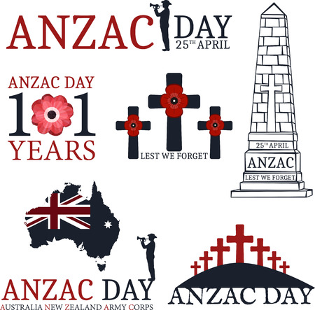 Anzac day.  Day set in vector format.のイラスト素材