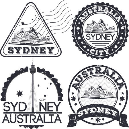 Sydney city. Set of stamps. illustrationのイラスト素材