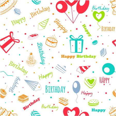 Happy birthday. Greeting pattern on a blank background.のイラスト素材