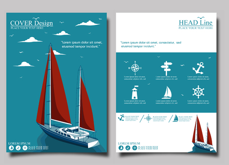 Yacht club. Flyer design template vector. Leaflet cover presentation background.のイラスト素材