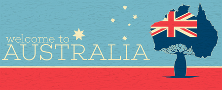 Welcome to Australia vintage poster.のイラスト素材