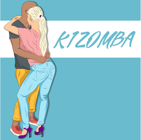 Illustration of a young couple dancing kizomba.のイラスト素材