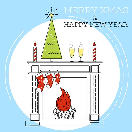 Merry xmas and happy new year cardのイラスト素材