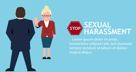 Stop Sexual harassment poster with woman; World social gender problem, women's right and sex vector illustration.のイラスト素材