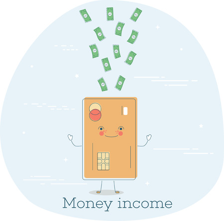 Money income trendy concept in line art style. Banking and finance, ecommerce service sign, business technology, retail and shopping symbol.のイラスト素材