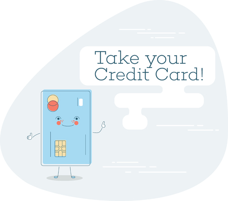 Take your credit card trendy concept in line art style. Banking and finance, ecommerce service sign, business technology, retail and shopping symbol.のイラスト素材