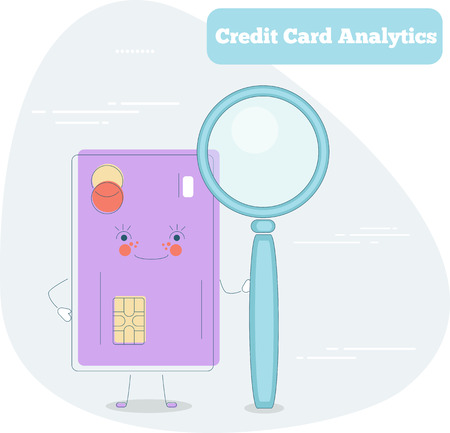 Credit card analytics trendy concept in line art style. Banking and finance, ecommerce service sign, business technology, retail and shopping symbol.のイラスト素材