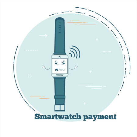 Smartwatch payment service concept in line artのイラスト素材