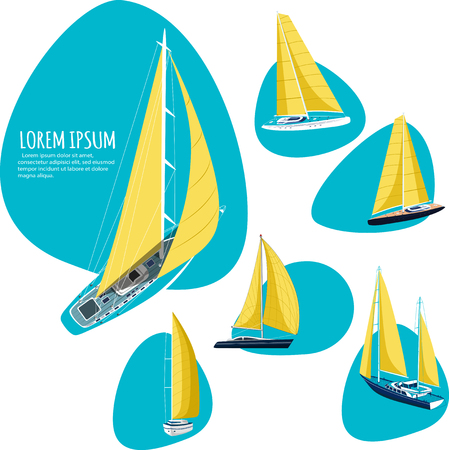 Yacht club stickers with sail boatのイラスト素材