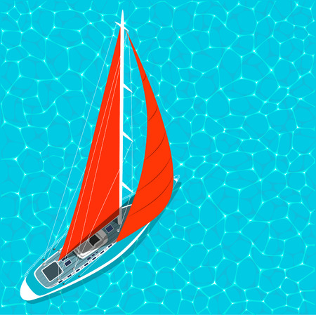 Top view sail boat on water posterのイラスト素材