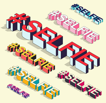 Isometric hashtag - selfie. Internet bloggingのイラスト素材