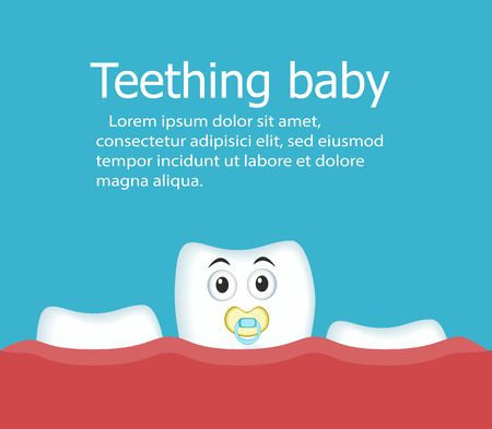 Teething baby banner with toothのイラスト素材