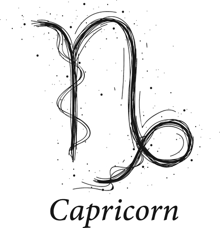 Capricorn astrology sign, hand drawn horoscope zodiac icon. vector Illustration isolated on white background.のイラスト素材